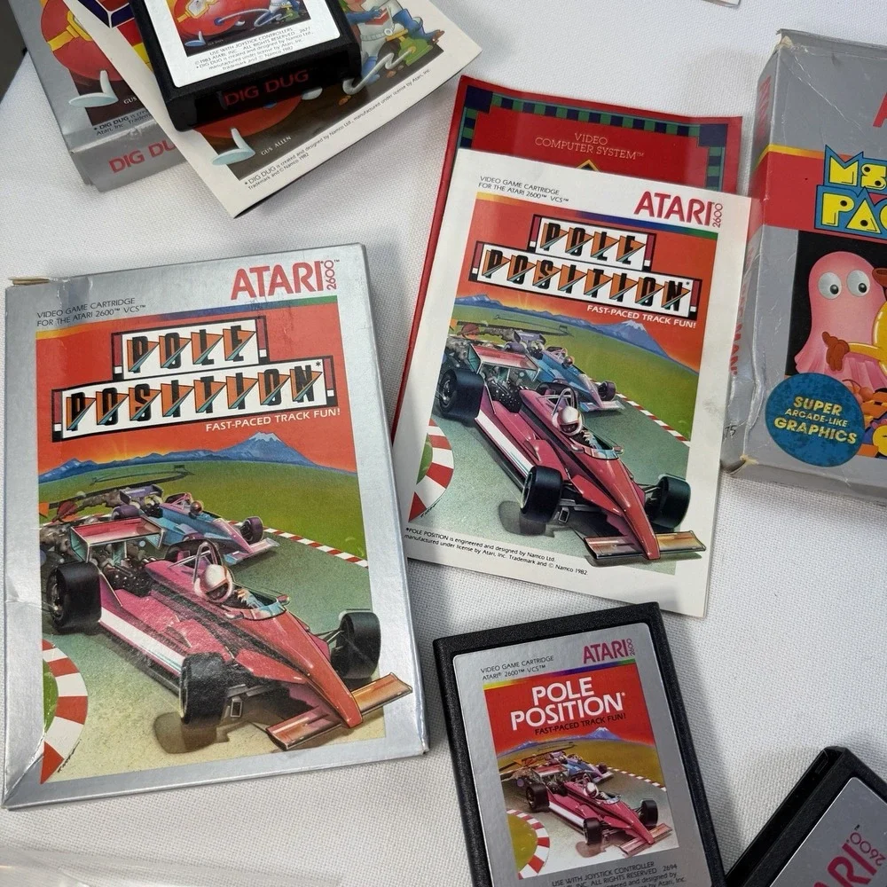 Atari 2600 Games Lot 7 - Ms. Pac-man Dig Dug Centipede Phoenix Galaxian Kangaroo